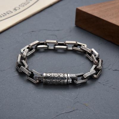 S925 Tyenivy Grass Pattern Retro personalizzato creativo braccialetto geometrico da uomo Hip Hop Trend catena regalo di gioielli