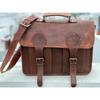 Men's Brown Crazy Goat Leather Vintage Laptop Briefcase Bag Satchel Messenger