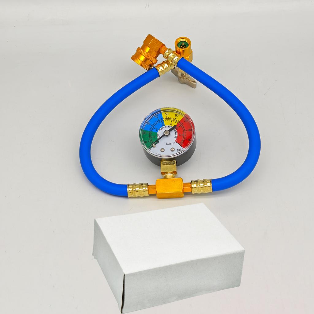 R134A Air Conditioner Gas Cooler with Measuring Gauge Car Refrigerant Charging Pipe AC Recharge Hose for Car Automobile
