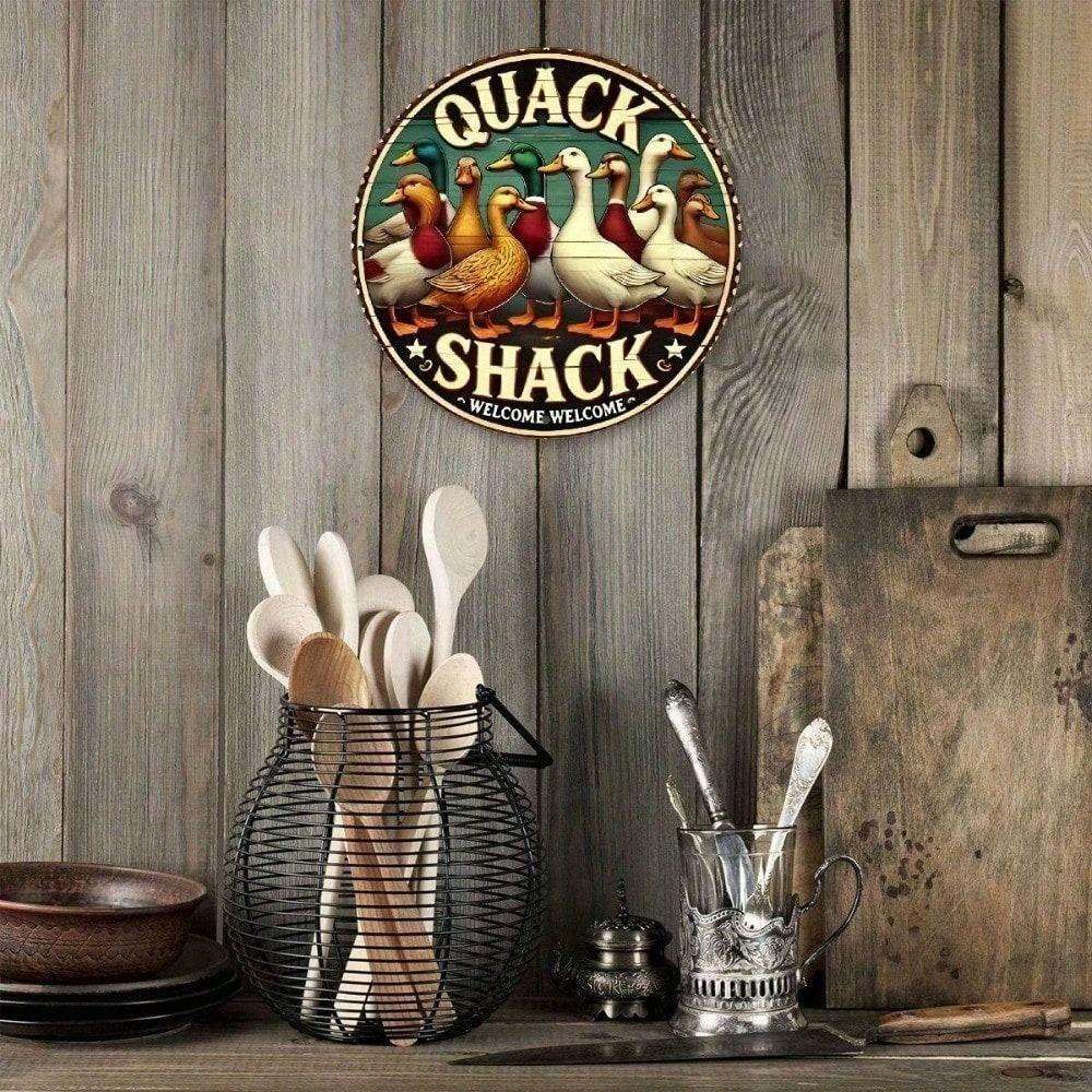 Metal Poster Duck Retro Round Tin Sign Bar Wall Decor