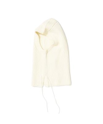 PARTIMENTO WOMEN Stitch Pointed Neck Warmer Hoodie_White