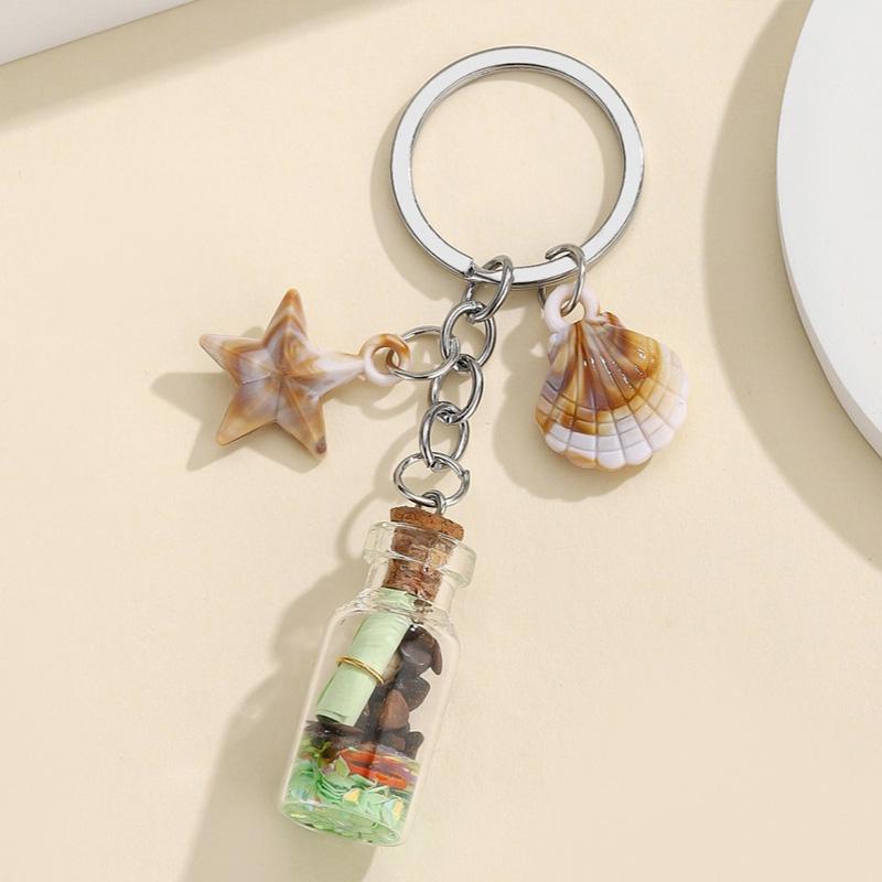 1PC Backpack Pendant Keyring Gifts Keychain Portable Bottle Ocean Theme Starfish Shell Chain Ornament