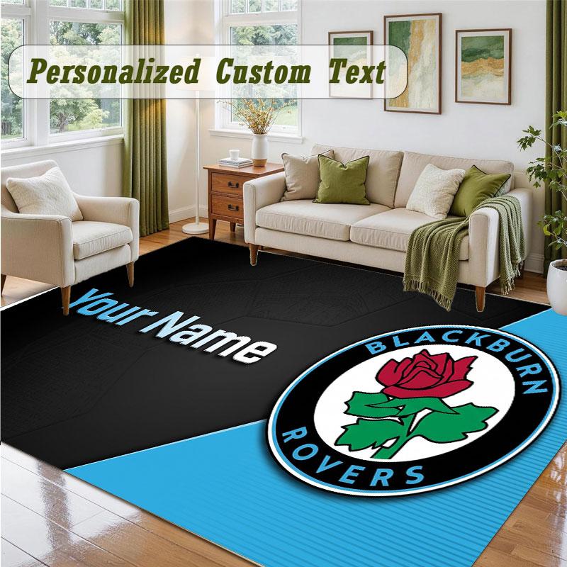 Crystal Velvet Square Rug Custom NameBlackburn Rovers FC Pattern Non Slip Home Floor Decor Rug