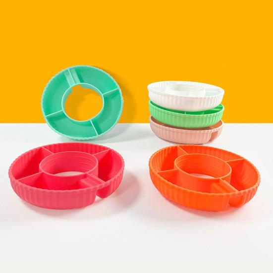 Snack Bowl Silicone Snack Platter for 40 Oz Cups Reusable Snack Tray 4-Compartment Snack Container for Cup Accessories Easy To Clean Serving