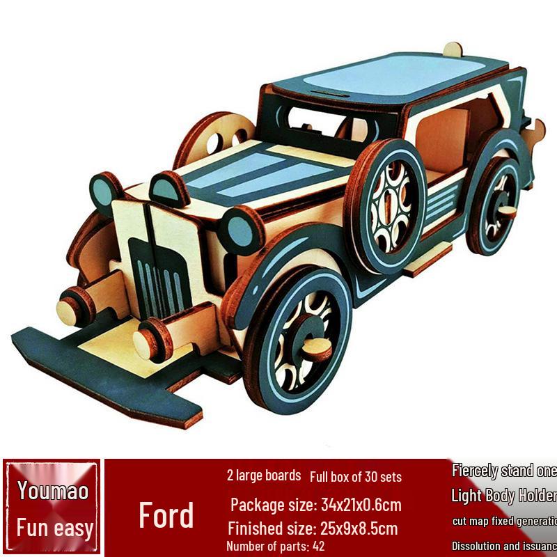 Bigfoot Wooden 3D Car Puzzle - Handmade Assembly Model for Kids