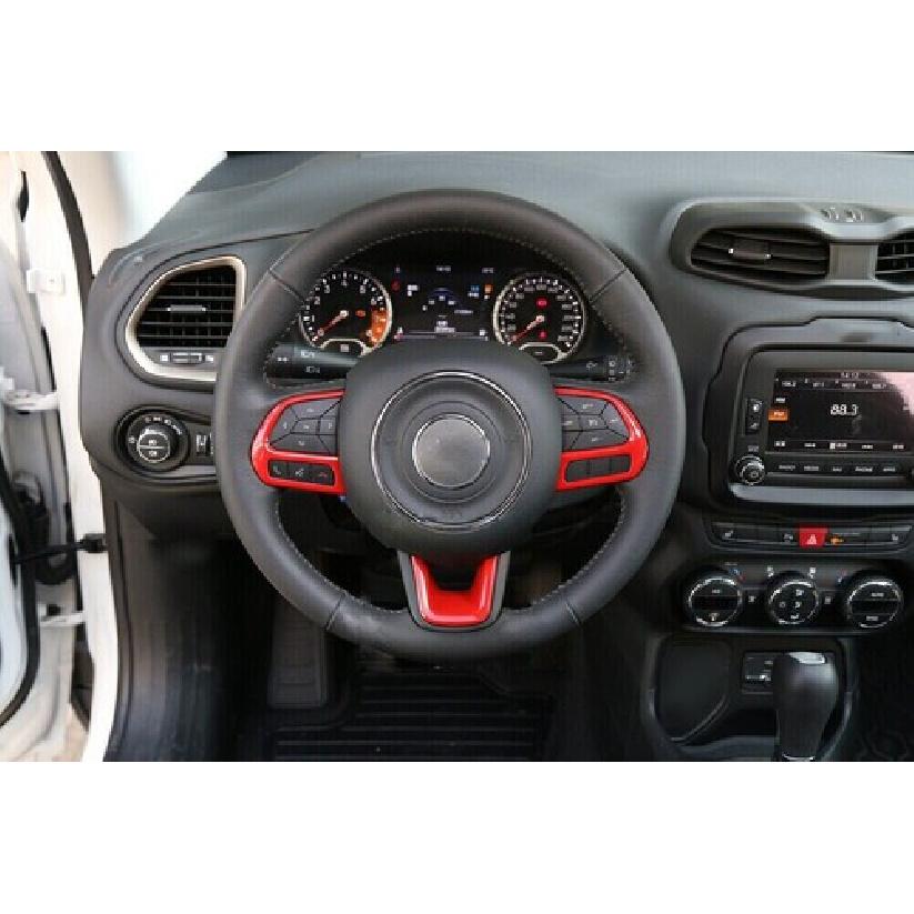 Car Steering Wheel Switch Button Trim 3PCS For Jeep Compass 2017- Bright Red