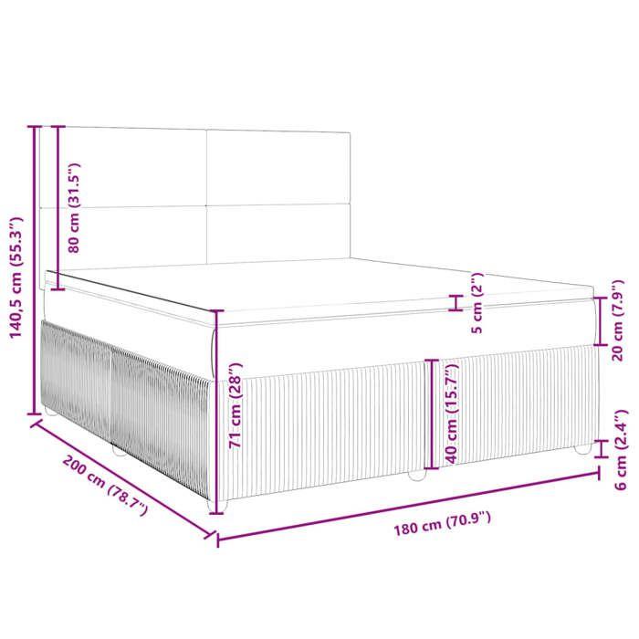 VidaXL Slat Bed Base with Mattress Blue 180x200 Cm Fabric 3294434