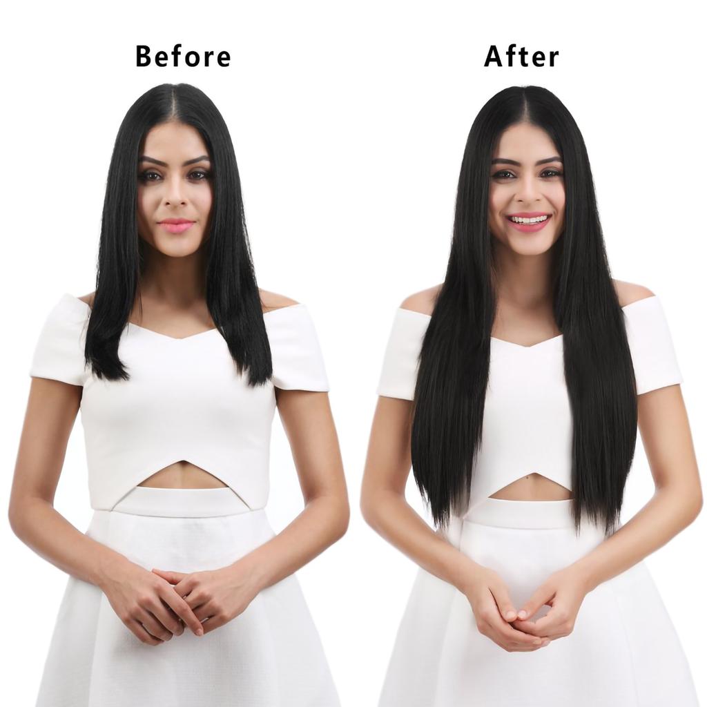 Estensioni Capelli 24 Pollici 16 Clip Acconciatura Lunga Liscia Sintetiche Bionde Nere Extension Resistenti al Calore Capelli Finti Uso Quotidiano