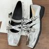 Spring and summer new silver bow ballet shoes femininity cross strap versatile Mary Jane shoes