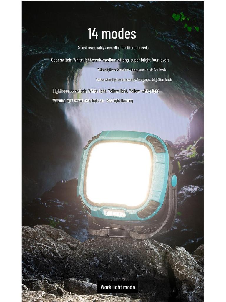 Multifunctional LED Floodlight: Emergency Camping Light with Long Battery Life and Magnetic COB Work Light