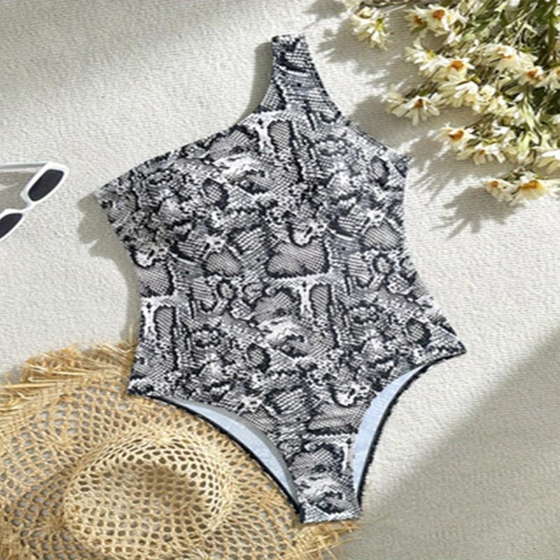 Printed One Shoulder Conservative One-piece Swimsuit Women s Beach Bikini Hot Fashionable S