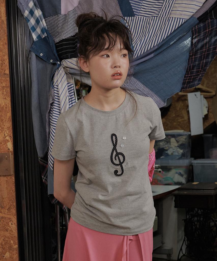 Okkitteu Music Note T-Shirt Gray