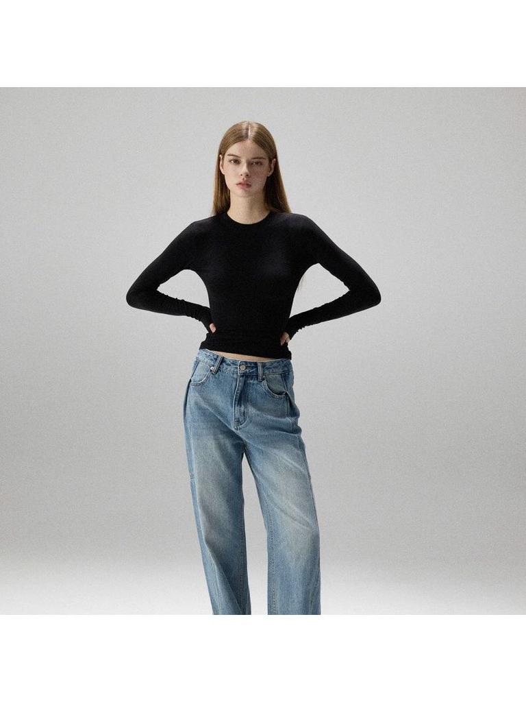 2025 Spring/Autumn Slim-fit Long-sleeve Elastic Base Layer T-shirt