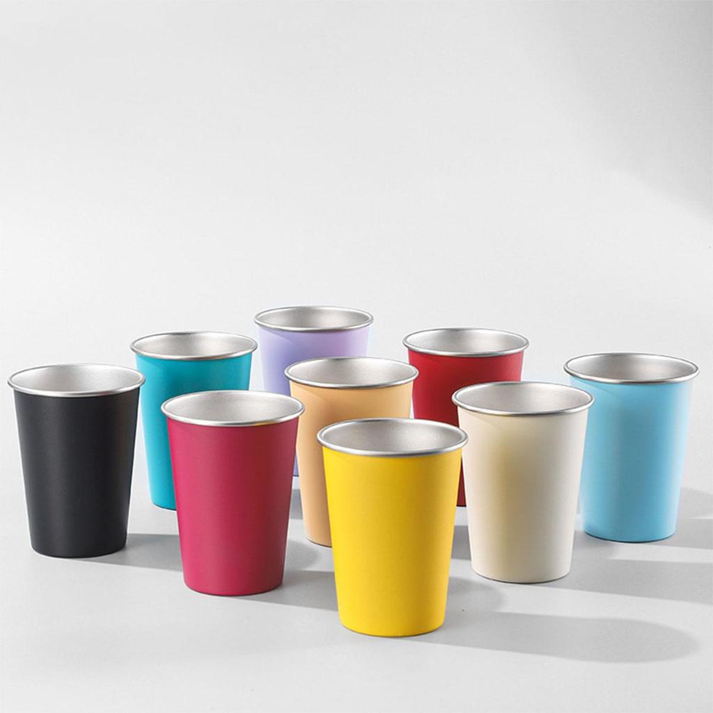 Stainless Steel Cups 350ml (5 Pack) Children Adult Stainless Steel Coffee Cups Stackable Durable Metal Drinking Glasses for Home Party Camping Outdoor