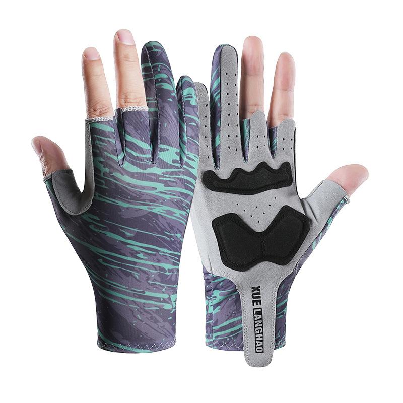 

Sun Protection Fishing Gloves Sun Protection Men and Women Outdoor Sports Gloves Exposed Three Finger Ice Silk Fitness Cycling Fishing Gloves· XL