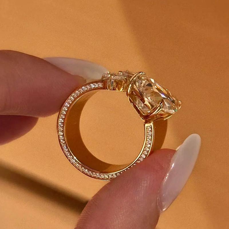 Inspiration Design Inlay Diamonds Glossy Double Headed Droplet Gemstone Rings For Women Luxury High-End Ring Banquet Jewelry
