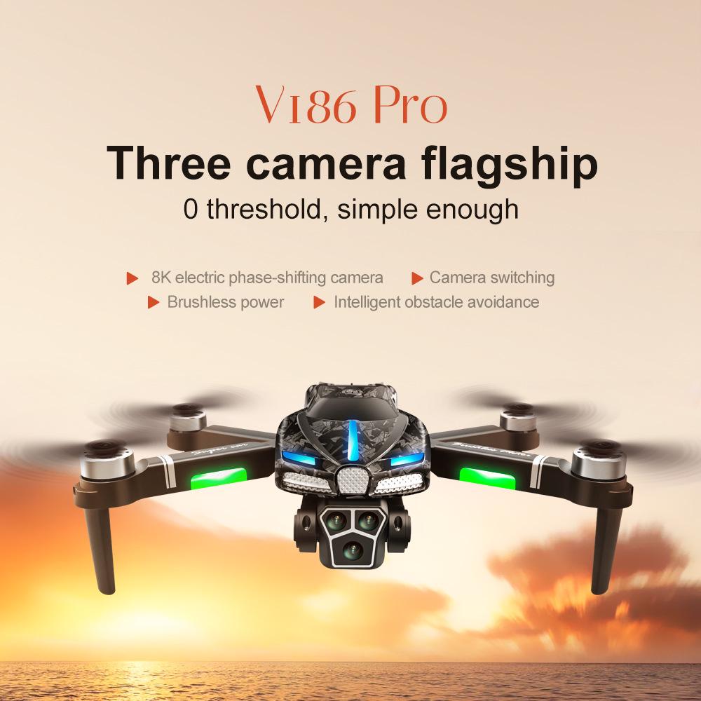 V186 Foldable 8K HD Drone with Three Cameras & Obstacle Avoidance