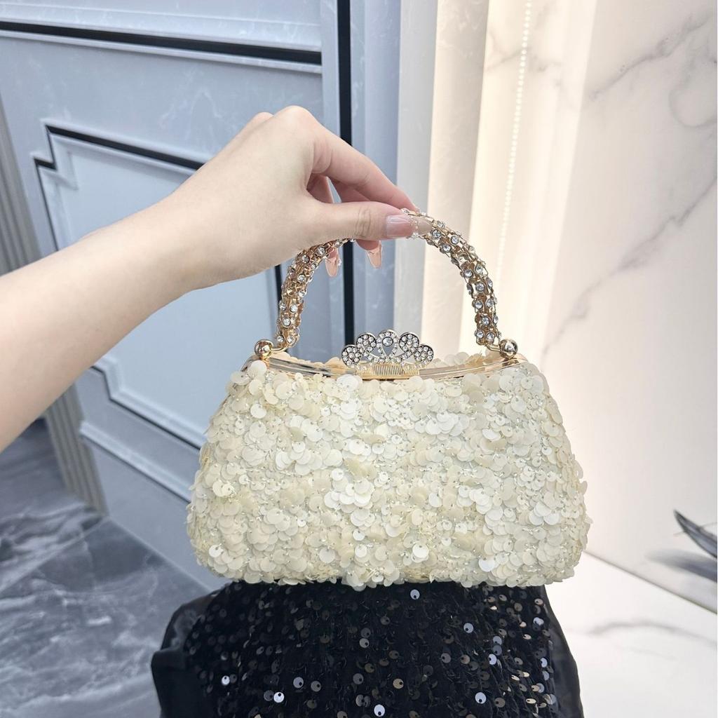 Wedding premium light luxury sequined bead handbag foreign trade dress party handmade dinner bag