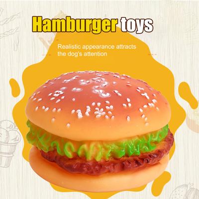 Dog Chew Toy High Elasticity Making Sound Mini Hamburger Toy Vinyl Squeaky Squeeze Pet Toy for Home