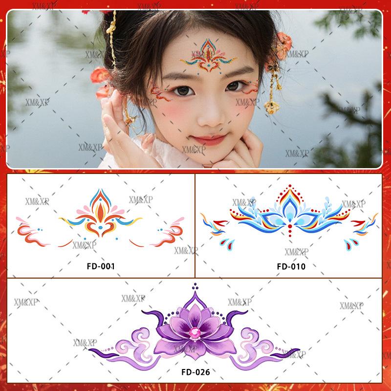 

Colorful Glitter New Year Face & Forehead Stickers for Kids: Easy-Clean, Non-toxic, High Appearance Value 5*12CM