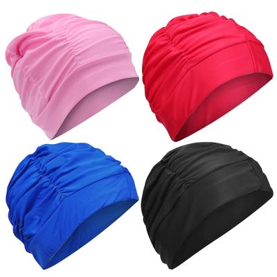 Swim Cap for Women Solid Color Adult Swimming Caps High Elasticity Swimming Hats Polyester for Long Hair Weaves Extensions Curls