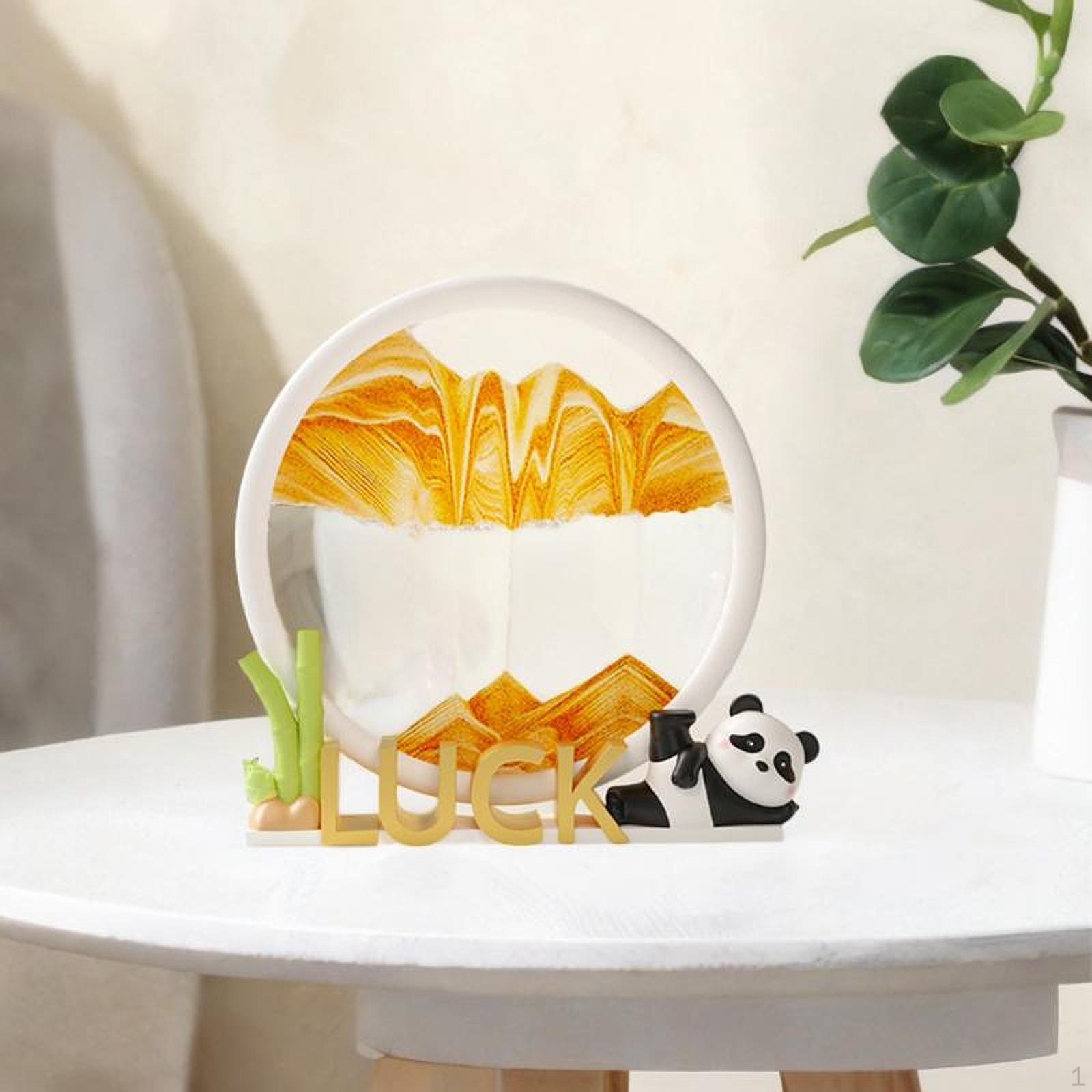

3D Flowing Sand Painting Panda Figure Moving Art Decor Ideal Gift Bookshelf Ornament помаранчевий