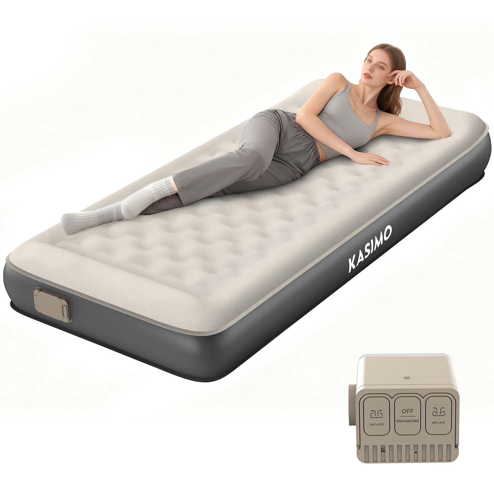KASIMO Air Bed, Electric Air Mattress with Built-in Electric Pump, [TPU Material & Automatic Inflation], Thick Air Mattress, Camping Mat, Air Bed, 250