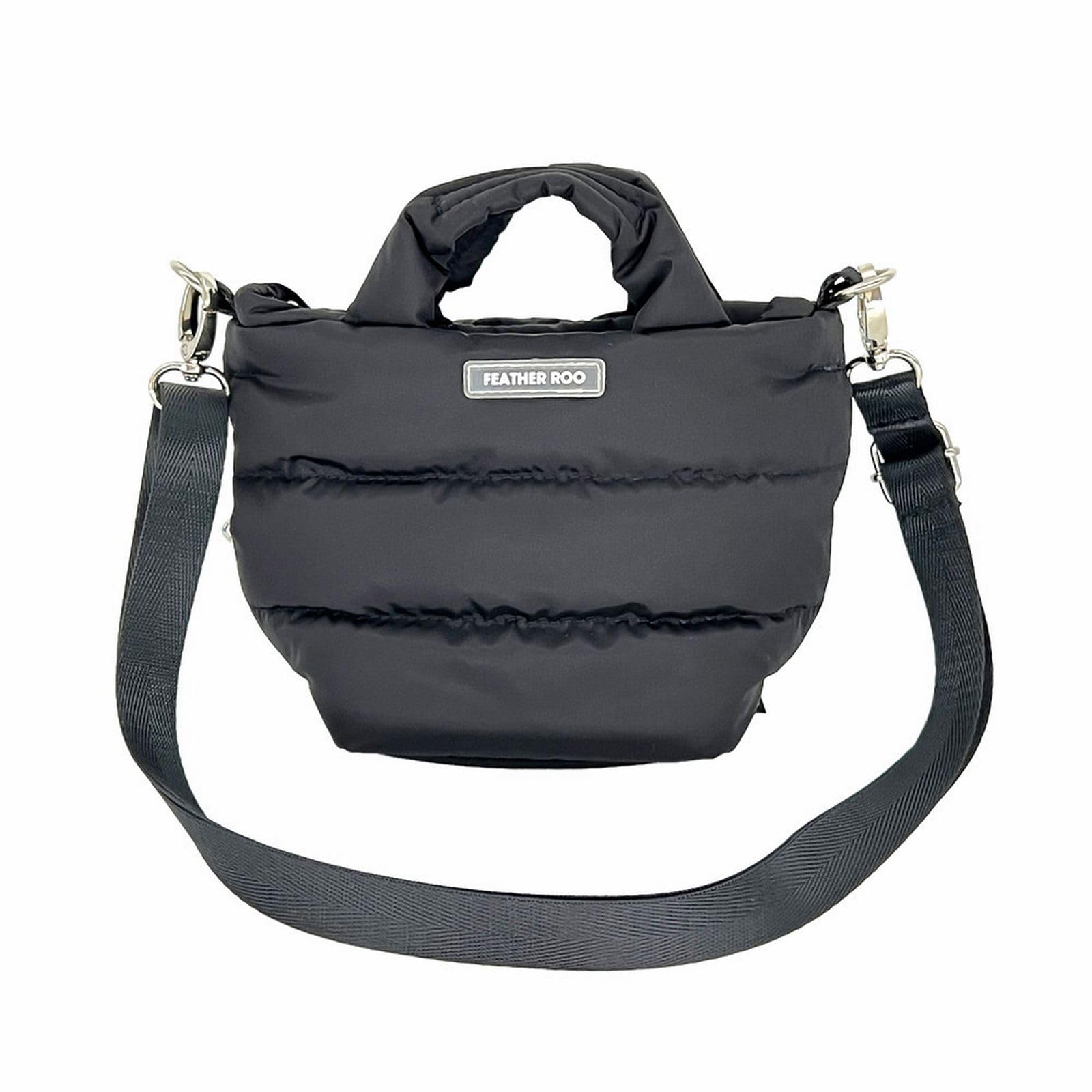 Женская мини-сумка-тоут Rootote с плечевым ремнем, наполненная перьями, FE.Baby.Moderate-A (01 черный)