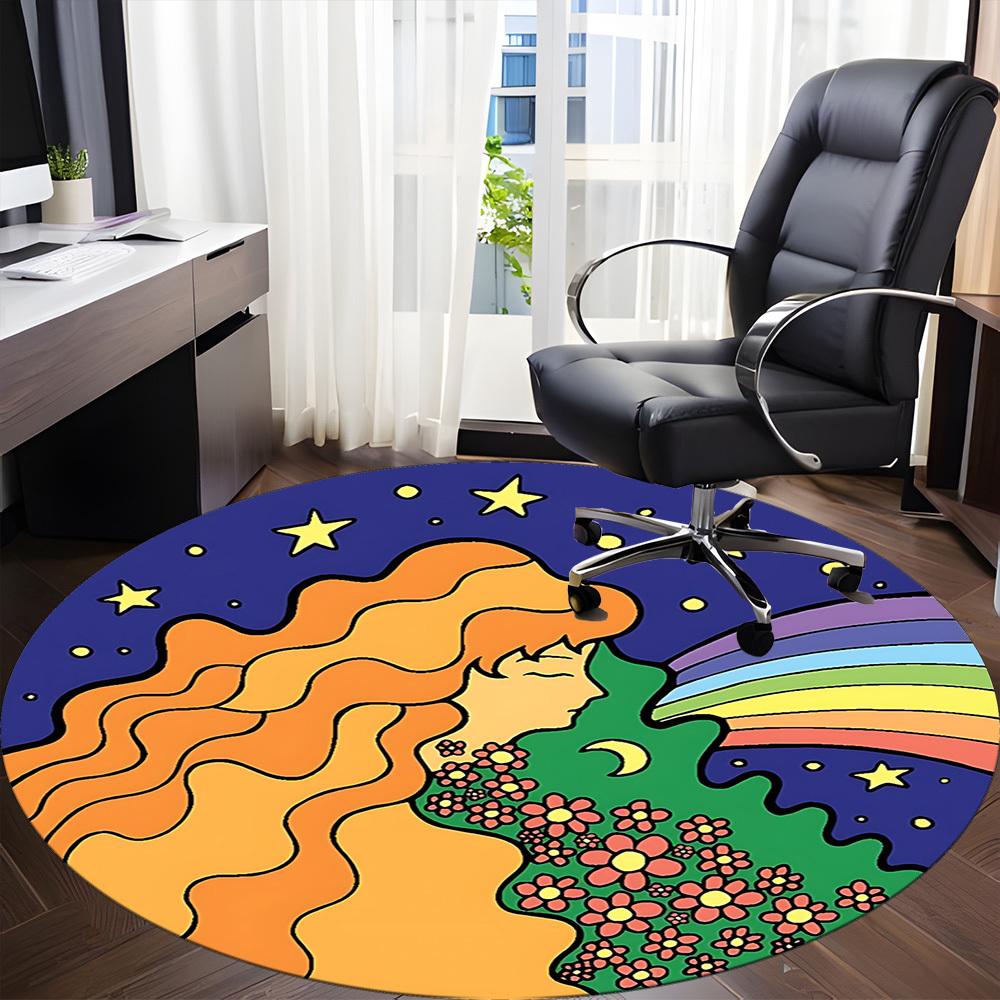 1 Stück Fantasy Universum Büro Runder Teppich, Matte Geeignet Für Büro, Unter Bürostühlen Schlafzimmer Wohnzimmer Heimdekoration, Zimmer Deko