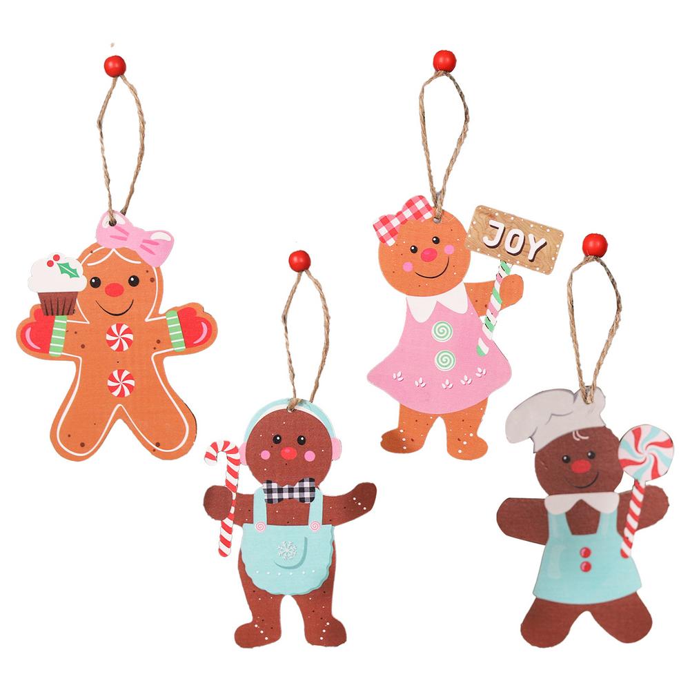 Пряничные украшения для рождественской елки Елочные украшения с веревкой Пряничные фигурки Очаровательный праздничный праздник