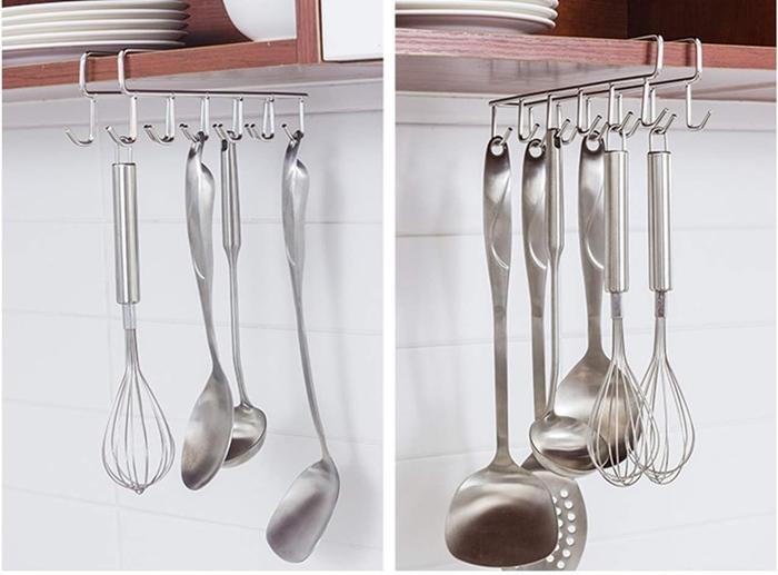 Suspended Holder for Shelf or Cabinet for Kitchen Accessories and Cups
