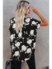 Women's Fashion Oversized White 3D Flower Print T-Shirt Summer Blouse Tee Female Tops Clothing