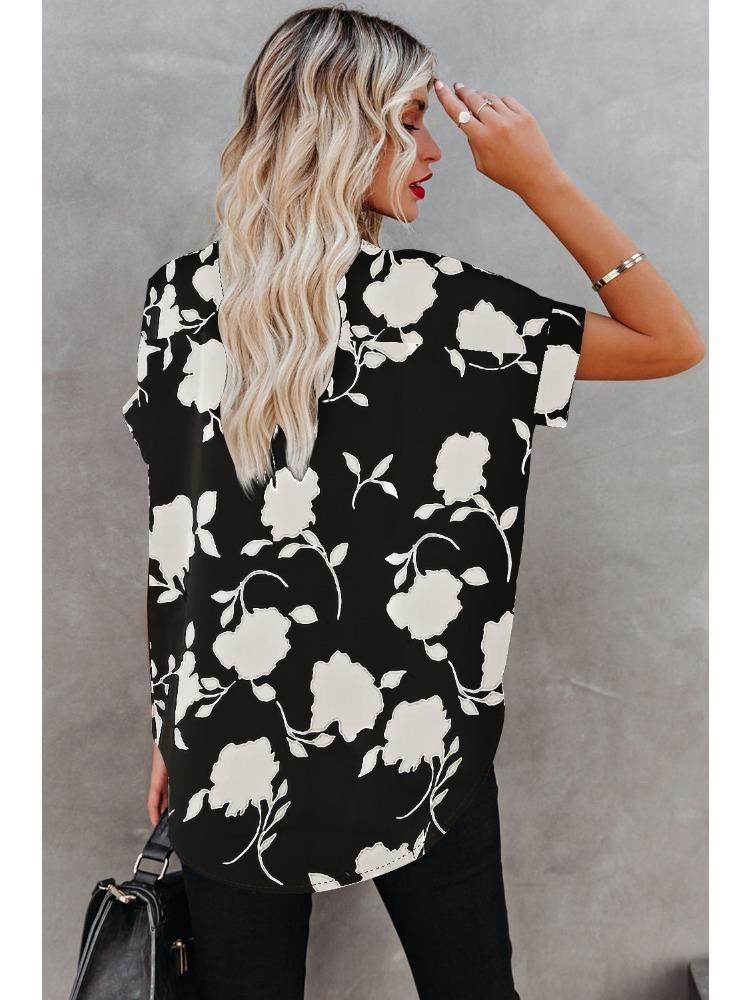 Women's Fashion Oversized White 3D Flower Print T-Shirt Summer Blouse Tee Female Tops Clothing