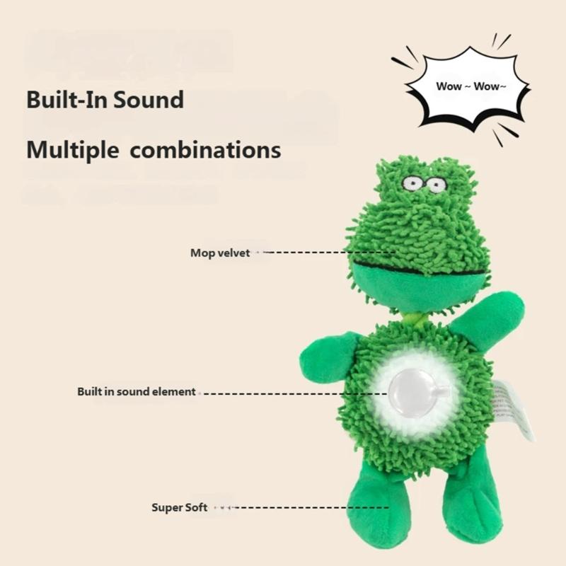 Fun Squeaky Plush Dog Toy Colorful Mop Fiber Puppy Toy for Teething Puppies and Anxieties Reliefs