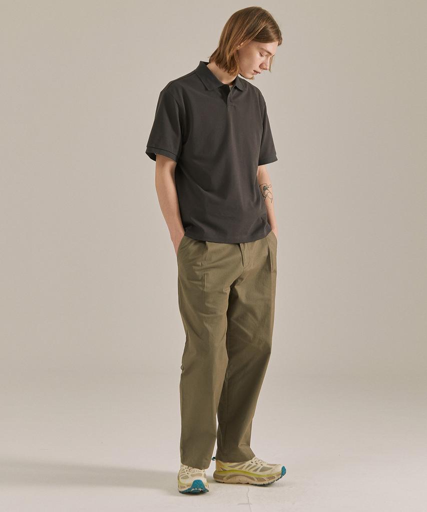 BASIC HOUSE Uni Semi-Overfit Pique Polo Shirt Dark Grey Lyts3104