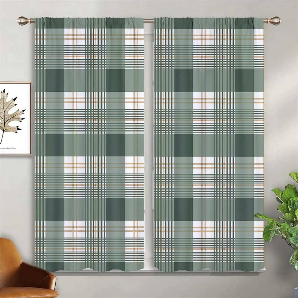 2 Panels Minimalist Wind Black and White Checkered Curtain for Living Room Bedroom Kitchen Balcony Decorations Window Curtains