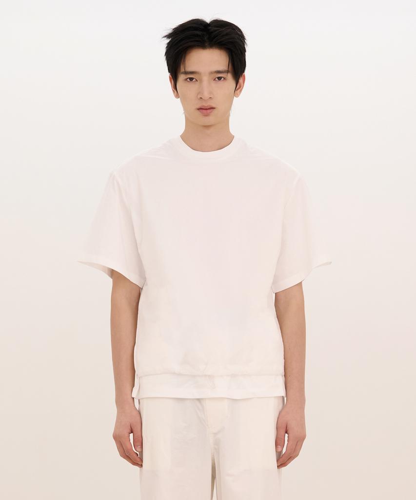 Kasakasa Drawstring Layered T-Shirt White