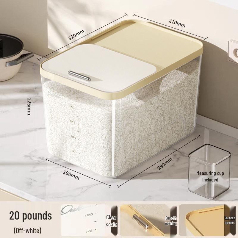 Contenitore Push-Pull per Riso di Grado Alimentare - Grande Contenitore Spesso per Riso e Farina
