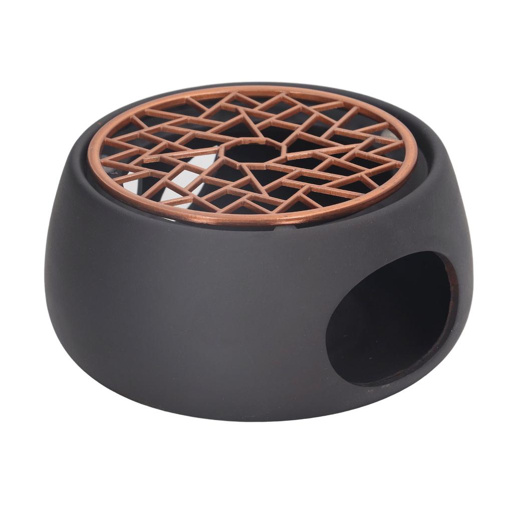 Teekannenwärmer Basis Keramik Kerzenwärmer Tee Kaffee Milch Lichtwärmer mit lila Eiseneinsatz für Zuhause Schwarz