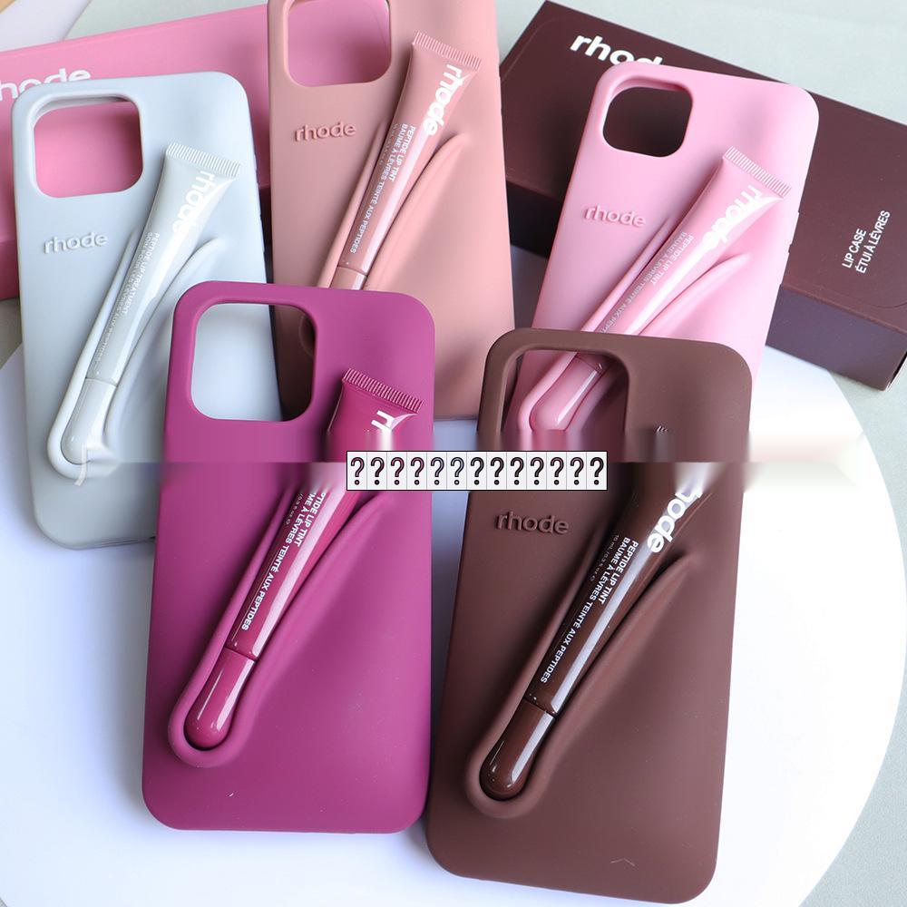 RHODE Lippenstift Lipgloss Handyhülle Set für iPhone 14/15/16 Pro Max