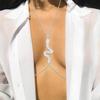 Diamond Snake-Shaped Chest Necklace Women's Fashion Minimalist Halterneck Shiny Chest Necklace Exaggerated and Personalized Bikini Body Chains Chain