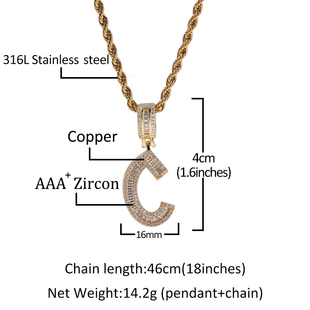 THE BLING KING Iced Cubic Zircon Baguettecz Initial Letters Pendant Necklace Words Name With 4mm CZ Tennis Chain Jewelry