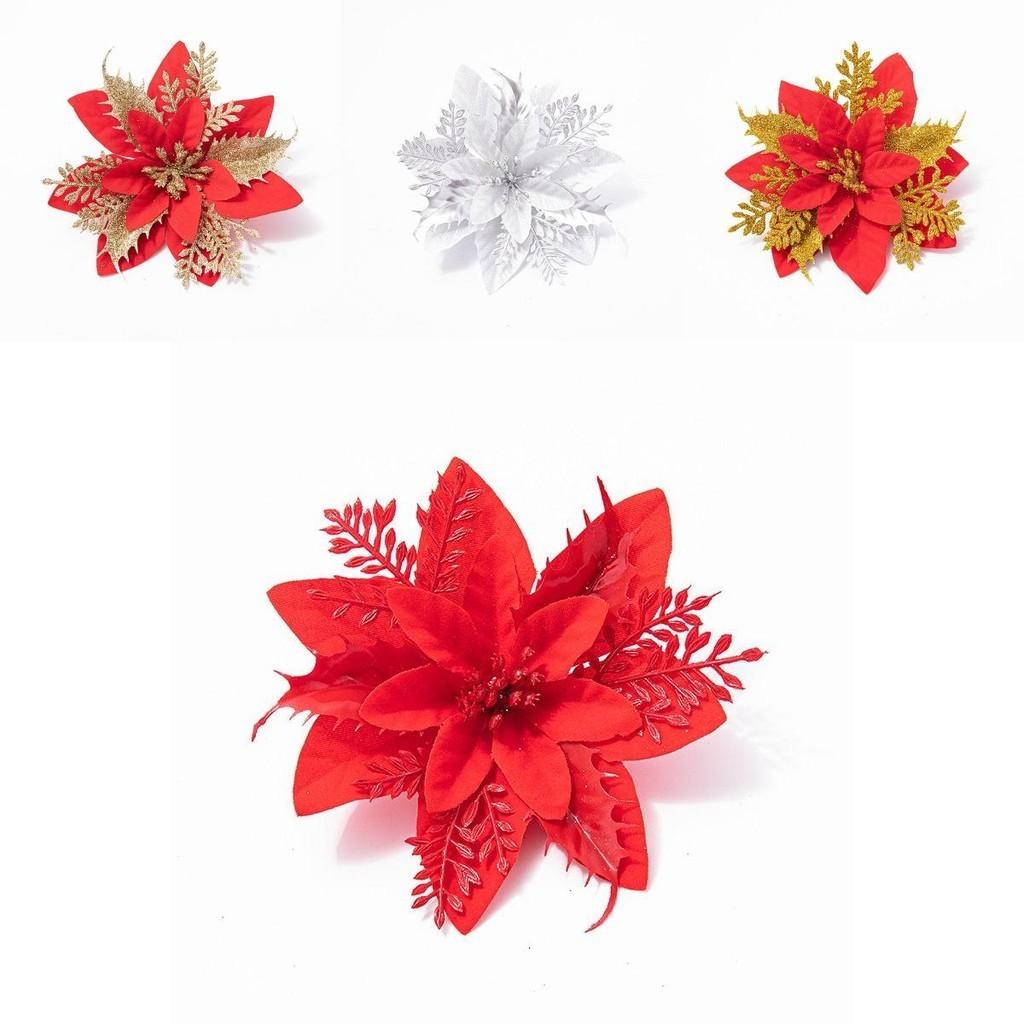 Elegant Artificial Glitter Flower Xmas Tree Decoration For A Festive Atmosphere