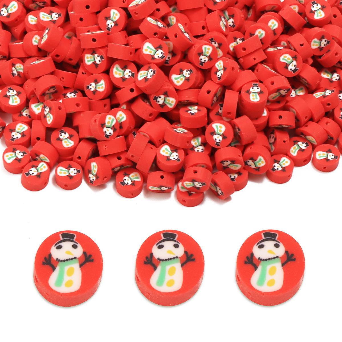 Christmas Snowman Loose Beads - DIY Polymer Clay Jewelry Accessories (100 pcs) for Handmade Bracelets and Necklaces RT033