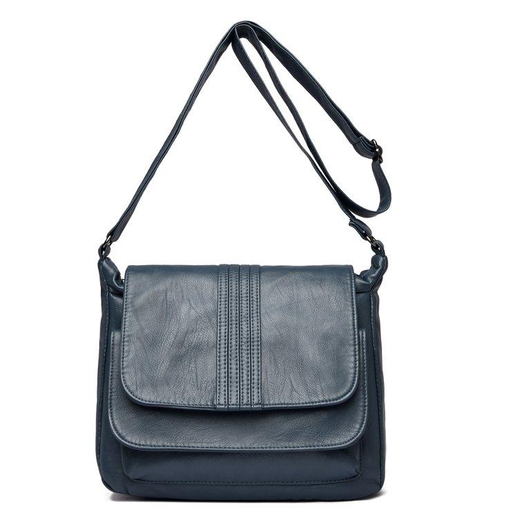 Women's Leather Crossbody Bag with Flap Closure Adjustable Strap Shoulder Bag for Daily