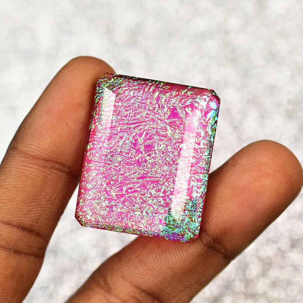 Large Lab-Created Monarch Fire Opal 77.9 ct Doublet Emerald Loose Gemstone for Jewelry Designs