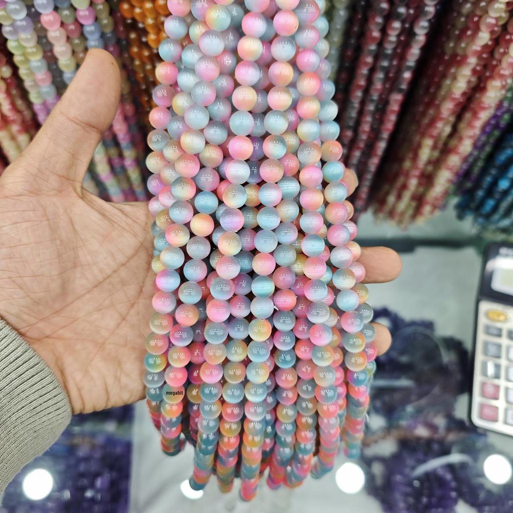 10mm Cat's Eye Stone Beads: Single, Double, Triple Color Options for DIY Jewelry Accessories.