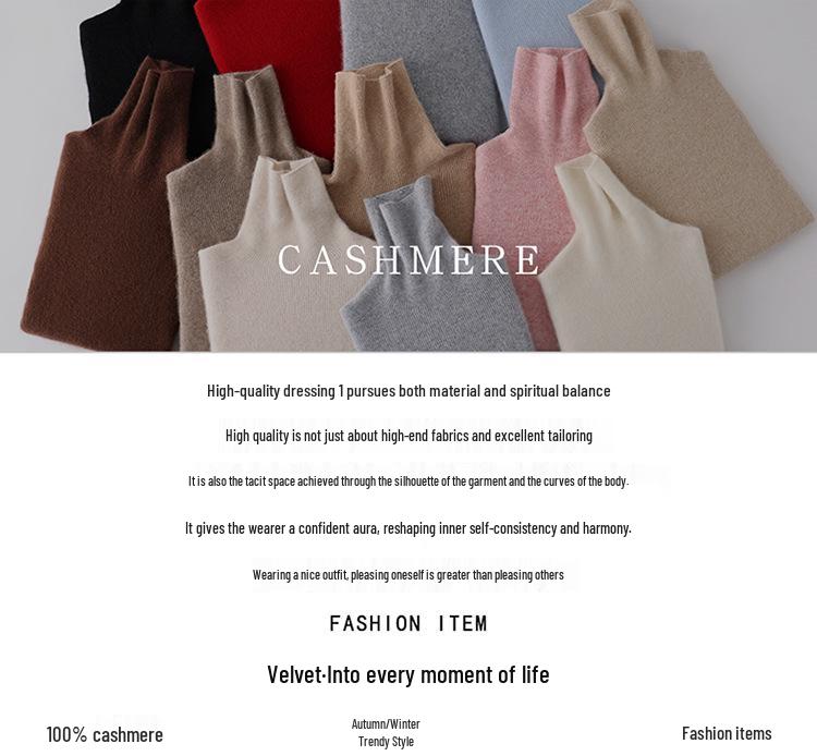 Women's High Neck Slim Fit Pure Cashmere Sweater - Warm Ribbed Knitwear for Autumn/Winter 2026 in Solid Colors
