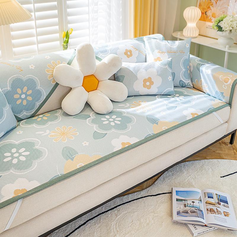 Cartoon Ice Rattan Sofa Cushion Cool Mat Cool Cushion Ice Silk Mat Washable Summer Sofa Cover Cover Cushion Cover Cloth Towel Mat