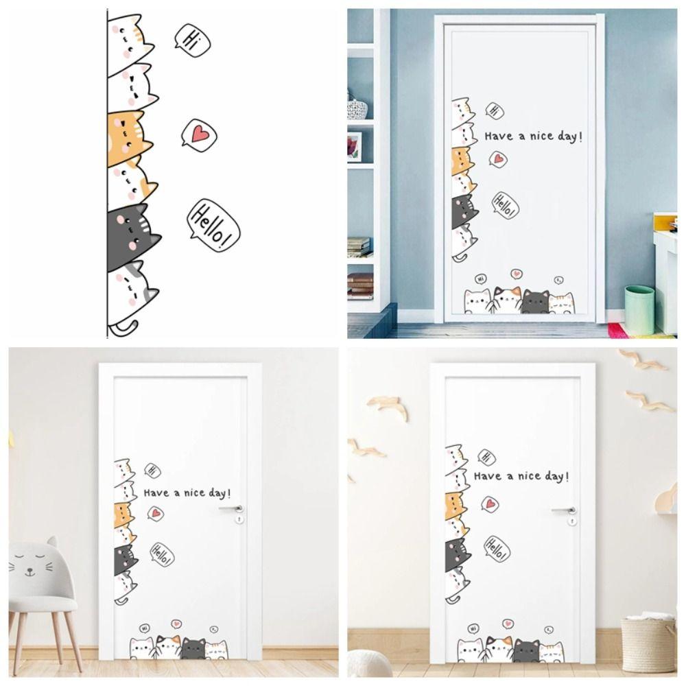 Self Adhesive Cat Wall Stickers Cute Door Sticker Vinyl Sticker Nursery Stickers Baby Room